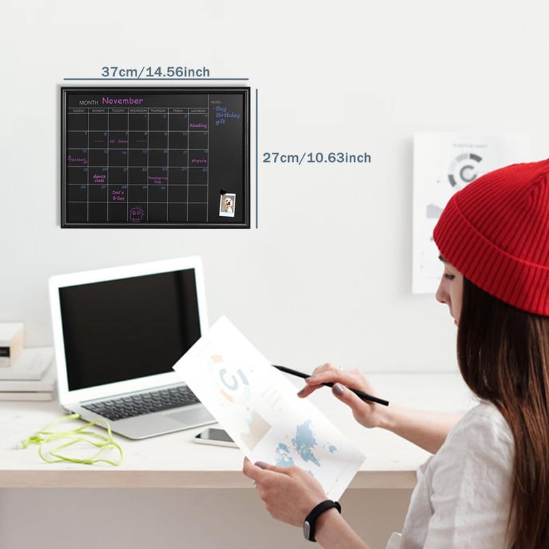 TORASO Calendar Chalkboard,Small Magnetic Surface Black Wood Frame Chalk Board for Planning,10.6 x 14.6 inches,School Timetable Memo, Hanging Board for Office, School and Home(YLHB-BK-2737) - Image 5